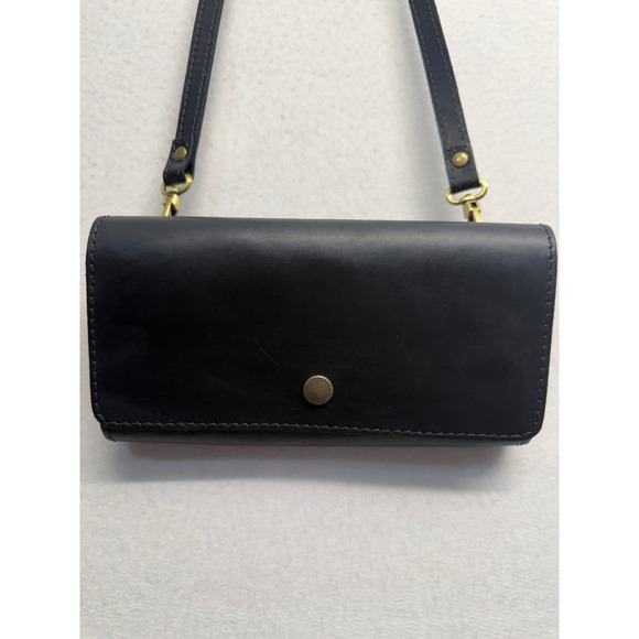 portland leather goods Handbags - RETIRED Portland Leather Goods DELUXE ACCORDION PURSE Black Smooth Leather